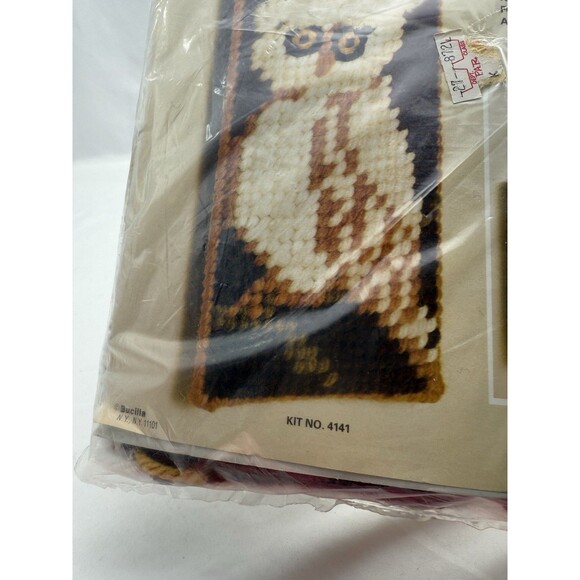 Bucilla Needlepoint Kit Owl Eyeglass Case 4141 Vintage Holder Factory Sealed NOS - Picture 5 of 6